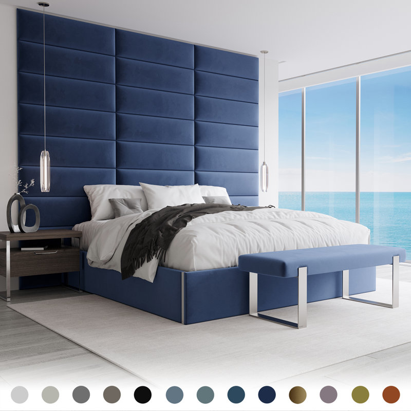 Vant Panels Velvet Wall Paneling in Navy Wayfair